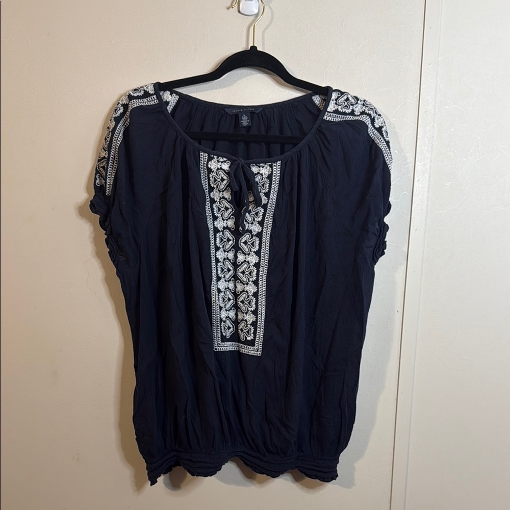 Tommy Hilfiger Blue Tie Front Embellished Blouse